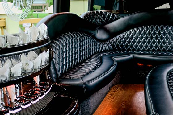 Plush seating on limo