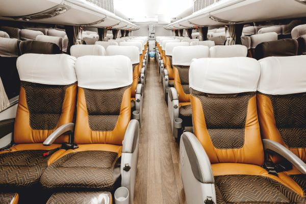 bus interiors with leather seats