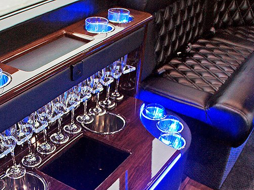 Beverage area on Minneapolis Sprinter van